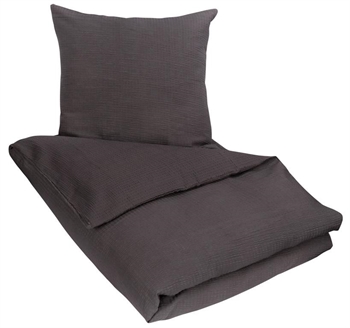 Baby sengetøj 70x100 cm - Grå krepp - 100% bomulds sengesæt - Ensfarvet sengetøj
