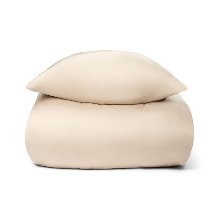 Bambus dobbelt sengetøj - 240x220 cm - 100% Naturligt bambus - Nature By Borg - Beige satinvævet king size dynebetræk 