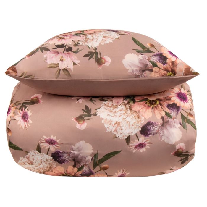 Blomstret sengetøj - 150x210 cm - Lavender flower - Vendbar dynebetræk - 100% Bomuldssatin - Excellent By Borg sengesæt